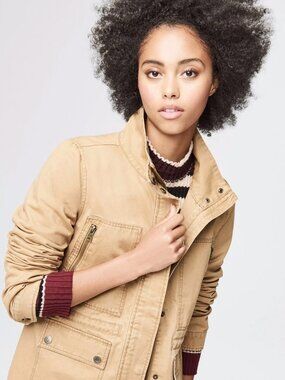 Aeropostale Ladies Pure Cotton Hooded Lightweight Parka Utility Military Jacket